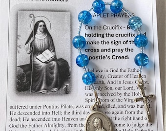 St. Monica Chaplet | Blue Glass Beads, with  Prayer Instruction