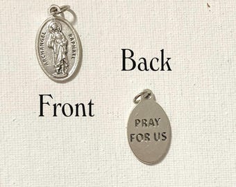 St Raphael Archangel Medal – Silver Tone Catholic Devotional Pendant (1 inch)