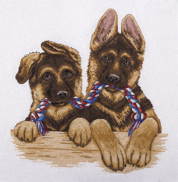 New UNOPENED Russian Counted Cross Stitch Kit PANNA PR-7017 On Christmas Eve Dog