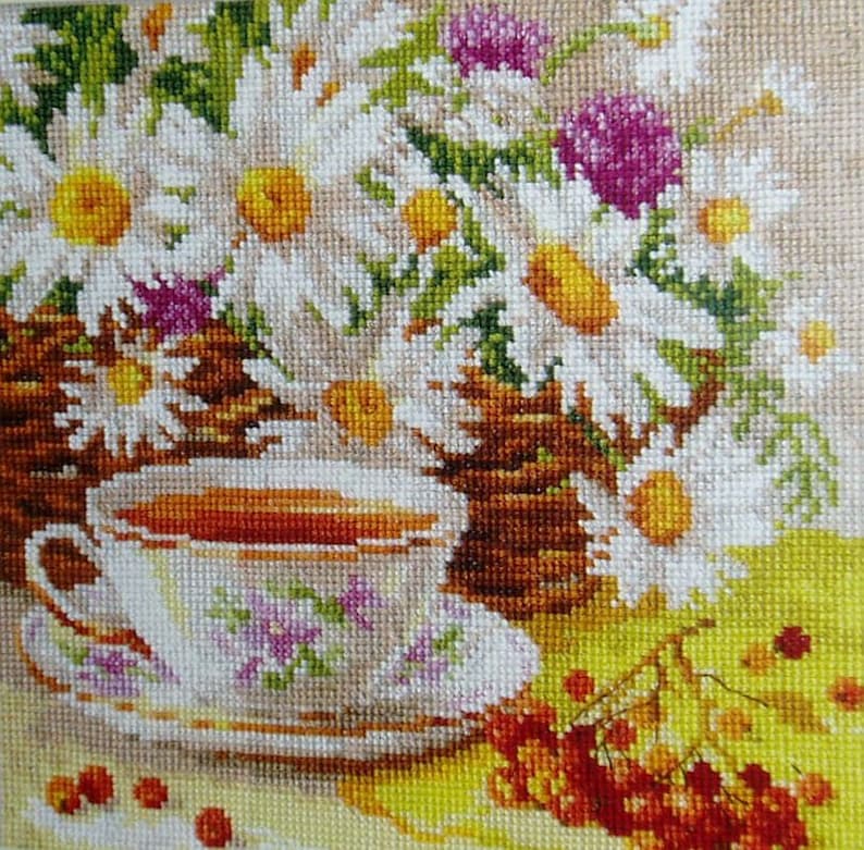 NEW UNOPENED Russian Counted Cross Stitch KIT Alisa 5-13 The afternoon tea