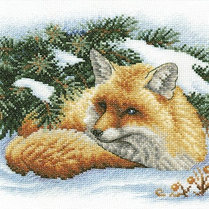 New UNOPENED Russian Counted Cross Stitch Kit PANNA PR-7017 On Christmas Eve Dog