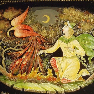 Beautiful Russian Lacquer box Palekh Fairytale Firebird | Etsy