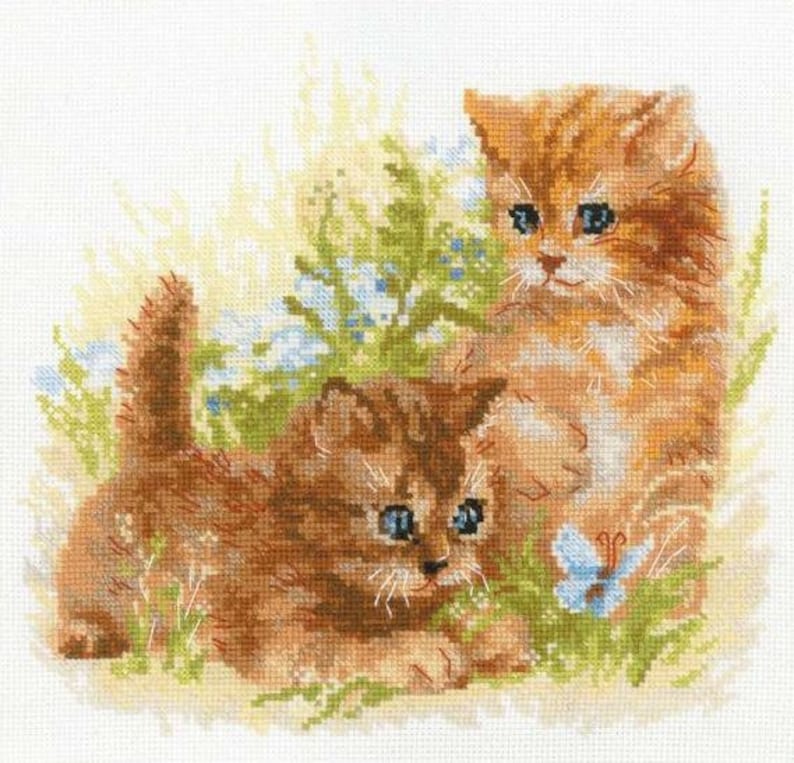 NEW UNOPENED Russian Counted Cross Stitch KIT Riolis 1391 Child/'s Play kitten