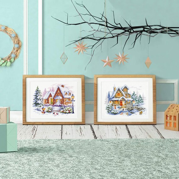Cross Stitch Kit MAGIC NEEDLE 110-042 WONDERFUL NEEDLE /"Winter Cottage/"