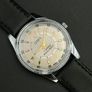 Rare Vintage ORIS Silver Dial Mechanical Hand Winding FHF Movement ST-96 Swiss Made Wrist watch~ Christmas Sale