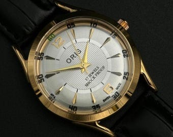 oris vintage montre mécanique st96 cadran argent 17 rubis remontage manuel