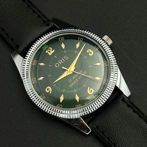 Rare Vintage ORIS Green Dial Mechanical Hand Winding FHF Movement ST-96 Swiss Made Wrist watch~ Christmas Sale