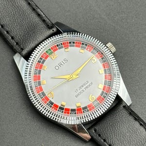 Rare Vintage ORIS Casino White Dial Mechanical Hand Winding FHF Movement ST-96 Swiss Made Wrist watch~ Christmas Sale