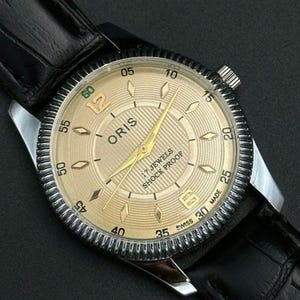 Rare Vintage ORIS Yellow Dial Mechanical Hand Winding FHF Movement ST-96 Swiss Made Wrist watch~ Christmas Sale
