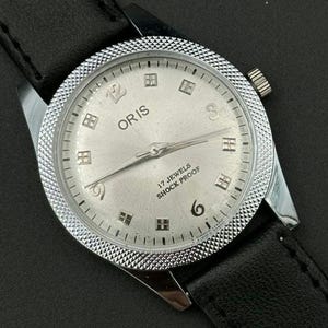 Rare Vintage ORIS White Dial Mechanical Hand Winding FHF Movement ST-96 Swiss Made Wrist watch~ Christmas Sale