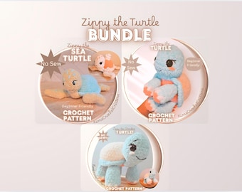 Zippy the Turtle Crochet Pattern Bundle | No Sew Amigurumi (PDF Download)