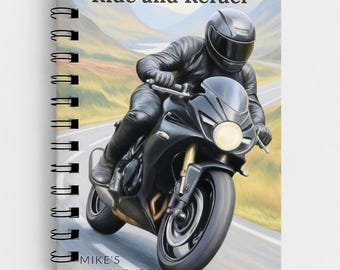 Personalised Spiral Travel Notebook, Bike Ride Keepsake ~ A5