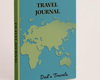 Backpacking Diary traveller, custom notebook, 5x7 Hardback, Green on Teal colour
