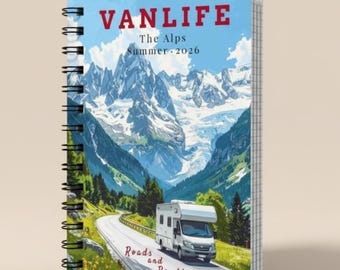 Alps Vanlife Notebook – Personalised Motorhome Travel Journal for Road Trips