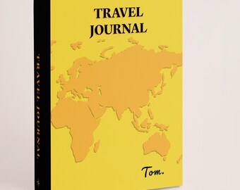 World Map Notebook: 5x7 Hardback Yellow book for Travellers