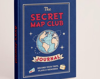 The Secret Map Club™ Journal , Personalisable 5x7 Notebook Gift and Music Playlist