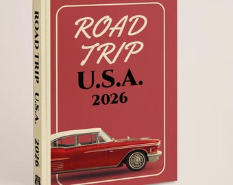 Travel Notebook USA: Custom Notebook Diary in Vintage Red & Cream