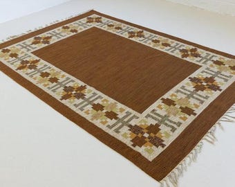 Handwoven Wool Kilim Rug: Mid-Century Modern Geometric Flatweave (8x10 ft)