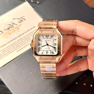 Cartier Santos de Cartier Rose Gold White 35/40mm Dial Watch, Full Box - Paper - Tag