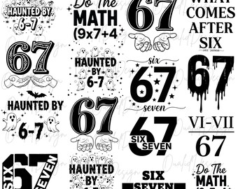 6 7 Meme SVG PNG Bundle, Funny Viral Humor Cut Files