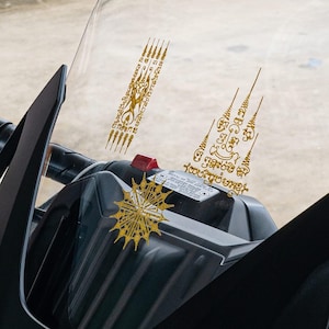 Thai Sak Yant Car Decal Sticker • Spiritual Protection Talisman • Gold Buddhist Tattoo Vinyl • Thai Lucky Charm • Clear Transparent