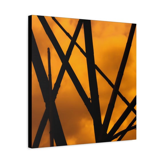 20x20 Matte Canvas Wall Art, Abstract Nature Decor, Modern Home, Unique Gift Idea, Living Room Accent, Orange and Black