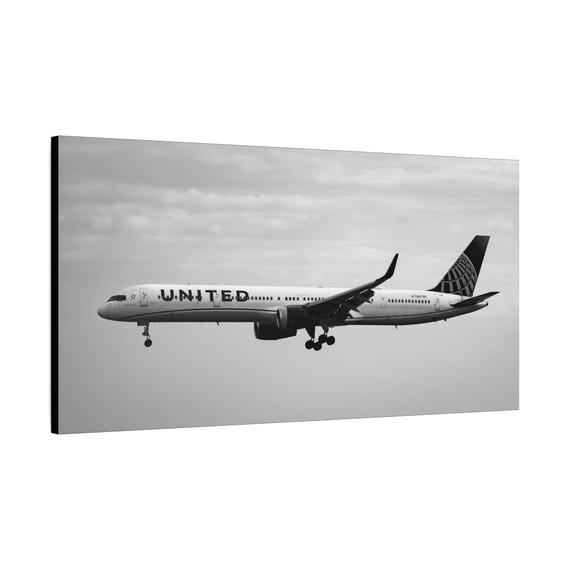 40x20 Black and White Airplane Canvas Art, Wall Décor for Aviation Enthusiasts, Travel Gift, Home Office Decoration, Minimalist Wall Art