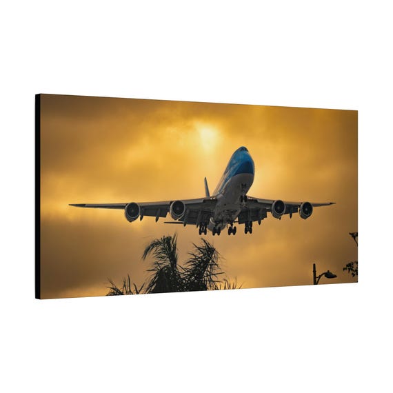 40x20 Black and White Airplane Canvas Art Print, Aviation Decor, Airplane Wall Art, Air Travel Gift, Modern Home Decor