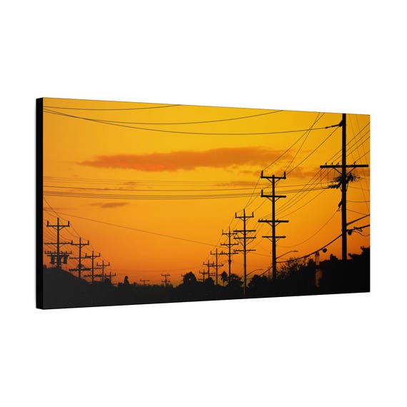 30x15 Sunset Orange Canvas Wall Art, Urban Landscape Decor, Home Office Artwork, Gift for Nature Lovers, Warm Vibes Wall Hanging, Modern Art