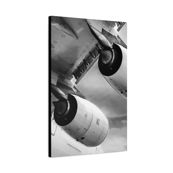 20x30 Inch ,Aviation Canvas Print, Airplane Wall Art, Minimalist Decor, Black and White Photography, Pilot Gift, Aircraft Lover's Home Decor