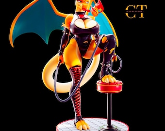 Hand-Painted Resin Charızard Figure: Fantasy Shelf Decor