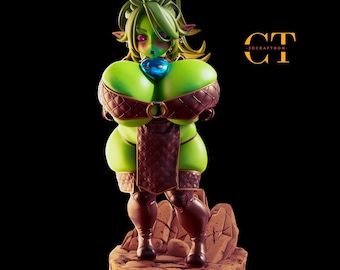 Figura de Goblin Girl impresa en 3D: Decoración de fantasía de resina pintada a mano