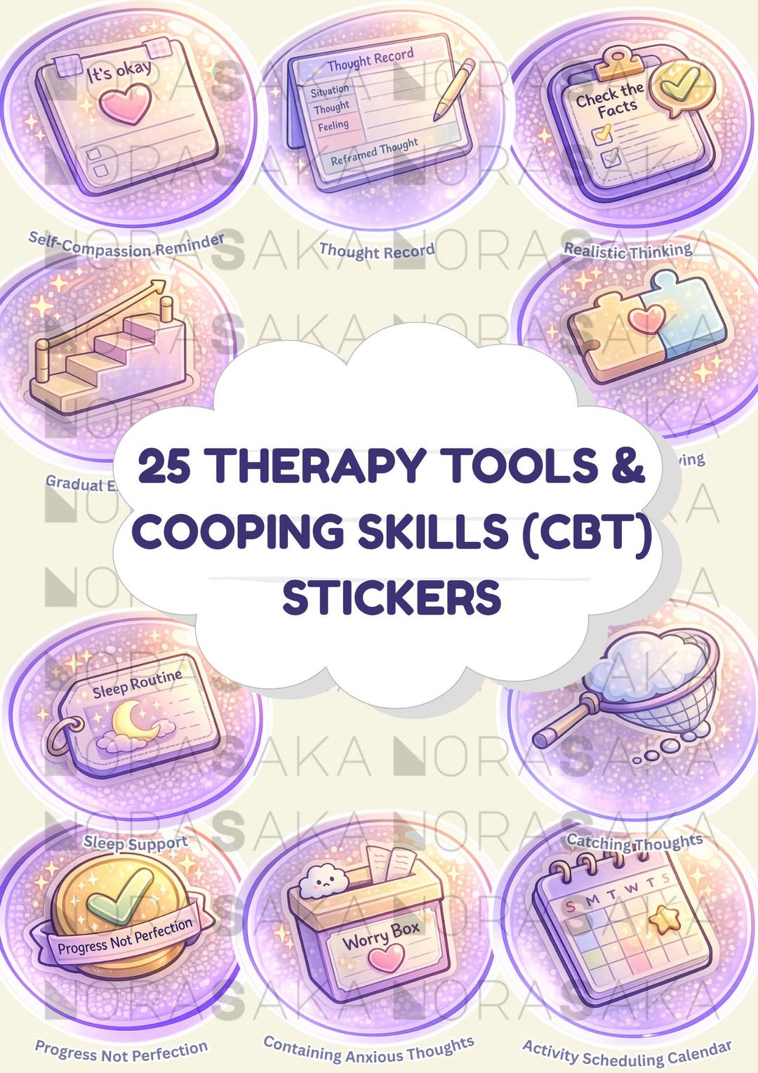 CBT Therapy Digital Stickers Bundle | Mental Health Planner | Therapy ...