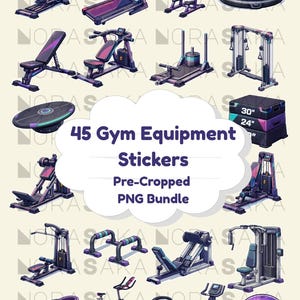 Gym Machine Digital Stickers | 45 Isometric Fitness Equipment PNGs | Workout Planner Stickers | GoodNotes iPad