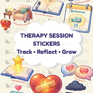 Therapy Session Planner Digital Stickers | Track Healing Progress, Counseling Journal