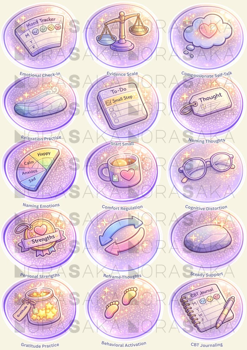 CBT Therapy Digital Stickers Bundle | Mental Health Planner | Therapy ...