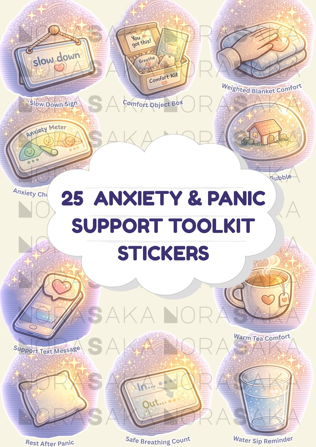 Anxiety Support Digital Stickers Bundle | Mental Health Planner PNG ...