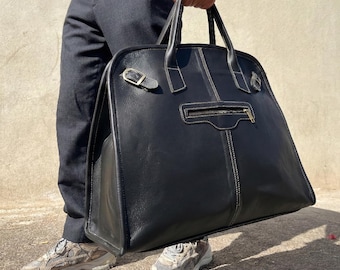 Große Leder Reisetasche für Herren | Handgemachte Overnight Duffel Tote | Vintage Weekend Handgepäck