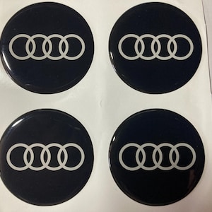 Set of 4 Audi Tuning Decals for Center Wheel Cap Epoxy Stickers Custom Handmade Badge Rim Emblems New  Designs Auto accessories