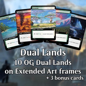 Original Dual Lands in Extended Art-MTG Proxy/modifié pour Commander/Casual Play-10 cartes numériques prêtes à imprimer + 3 cartes magiques à agrafer en prime