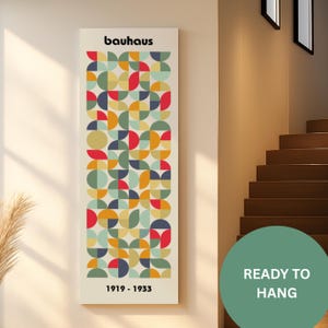 Bauhaus Print, Long Narrow wall art, Tall and Thin Canvas, Geometric Abstract Print, Mid Century modern print, Hallway art, Vertical Canvas