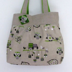 Linen with owl cotton.. Handbag Shopper image 1