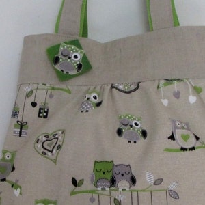 Linen with owl cotton.. Handbag Shopper image 3