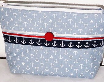Ahoy anchor with blue makeup or culture pouch