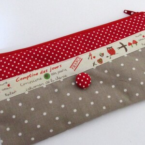 grey-red pencil case -