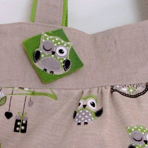 Linen with owl cotton.. Handbag Shopper image 2