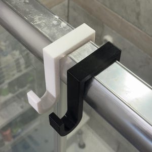 Custom Fit Shower Door Hook | 3D Printed PETG | For Flat or Square Shower Frames | Towel, Robe, Loofah Hanger – Black or White