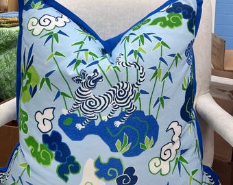 Blue and Green Tiger Pillow