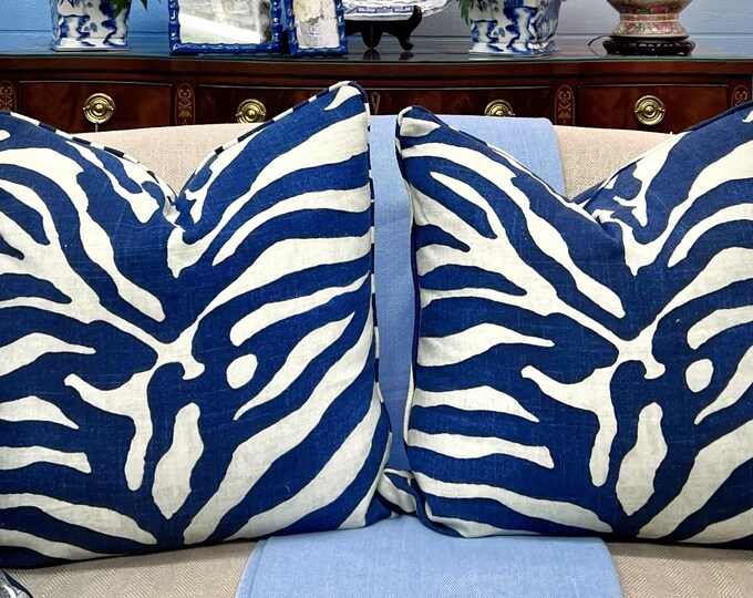 Thibaut Zebra Pillow 22 With Self Welt, Luxe Down Alternative Insert Etsy