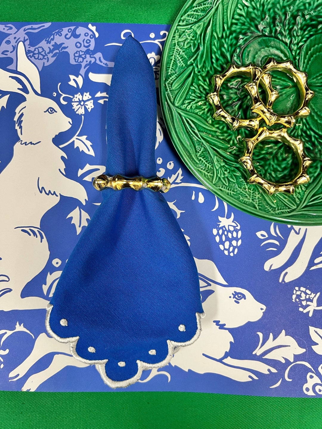 Gold Tone Faux Bamboo Napkin Rings Etsy